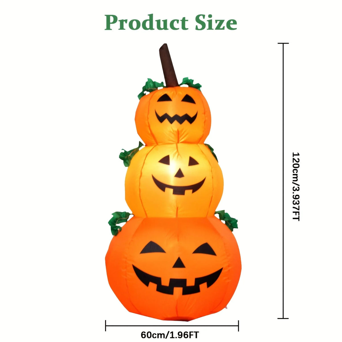 LED Stacked Pumpkin Inflatable Halloween Yard Decoration With Lights
