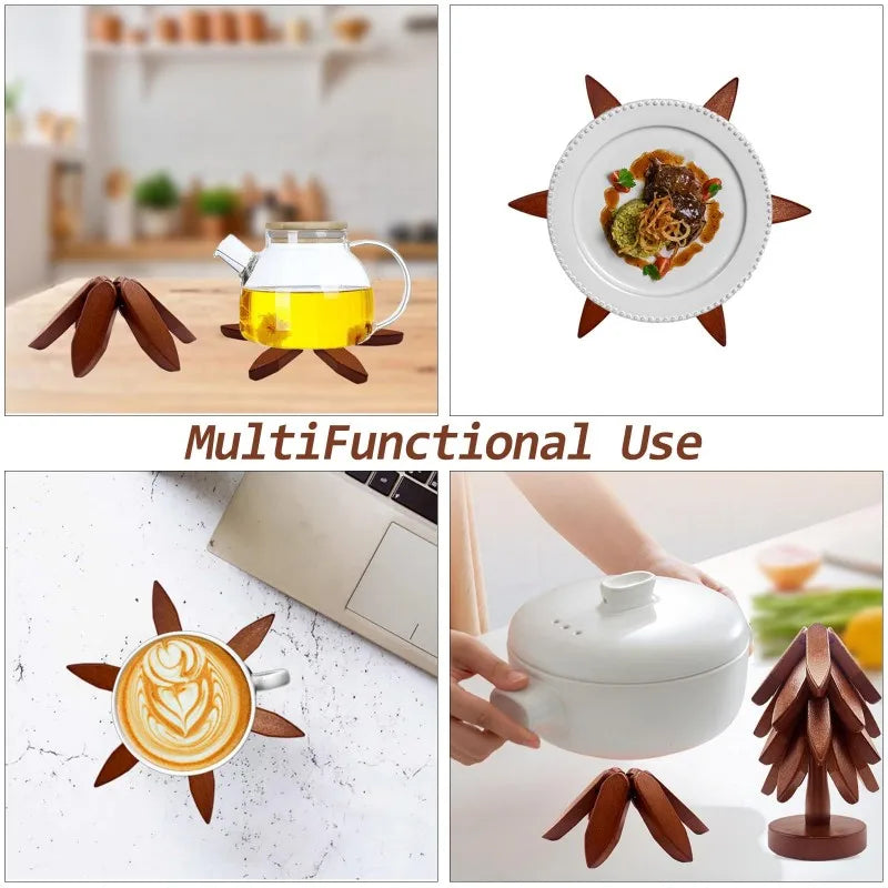Bamboo Tree Design Trivets Heat Resistant Table Mats Set