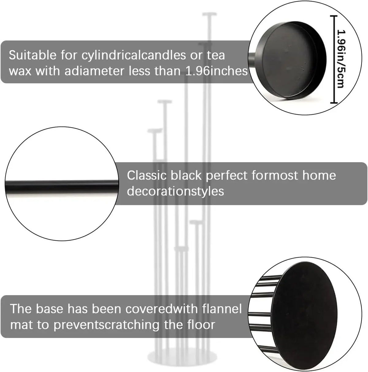 Elegant Metal Floor Candle Holders Nine Arm Taper Centerpiece Stand