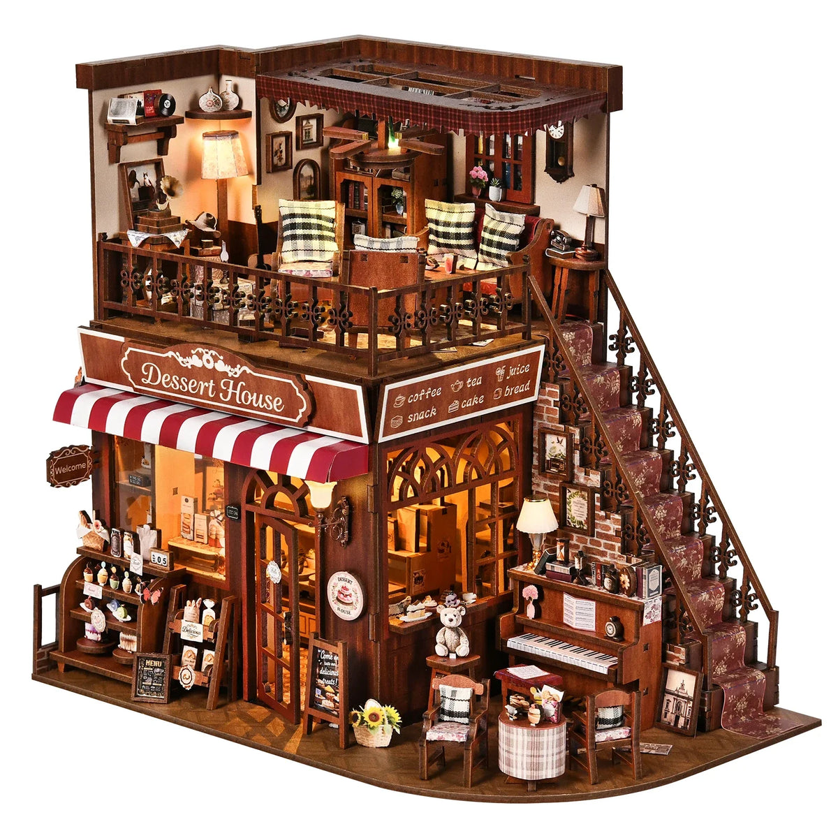 Aslowsnail Handcrafted Wooden Cake Shop Book Nook Kit