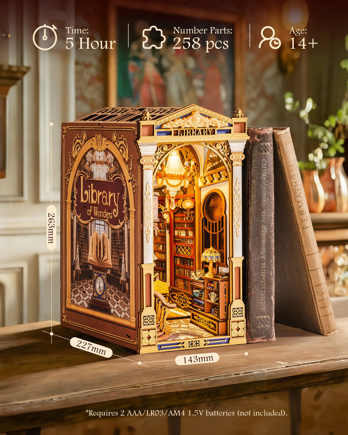 Rolife Library Of Wonders Book Nook 3D Wooden Puzzle Kit