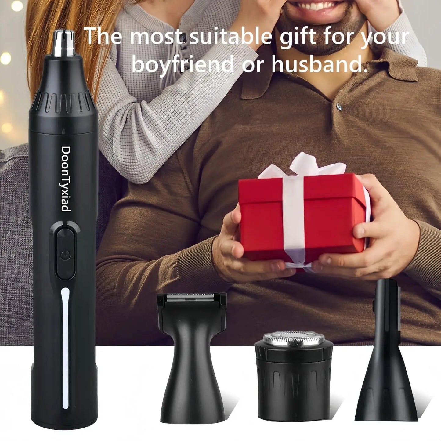 Rechargeable 4-in-1 Hair Trimmer for Men and Women, Painless Eyebrow & Facial Grooming with Powerful Motor