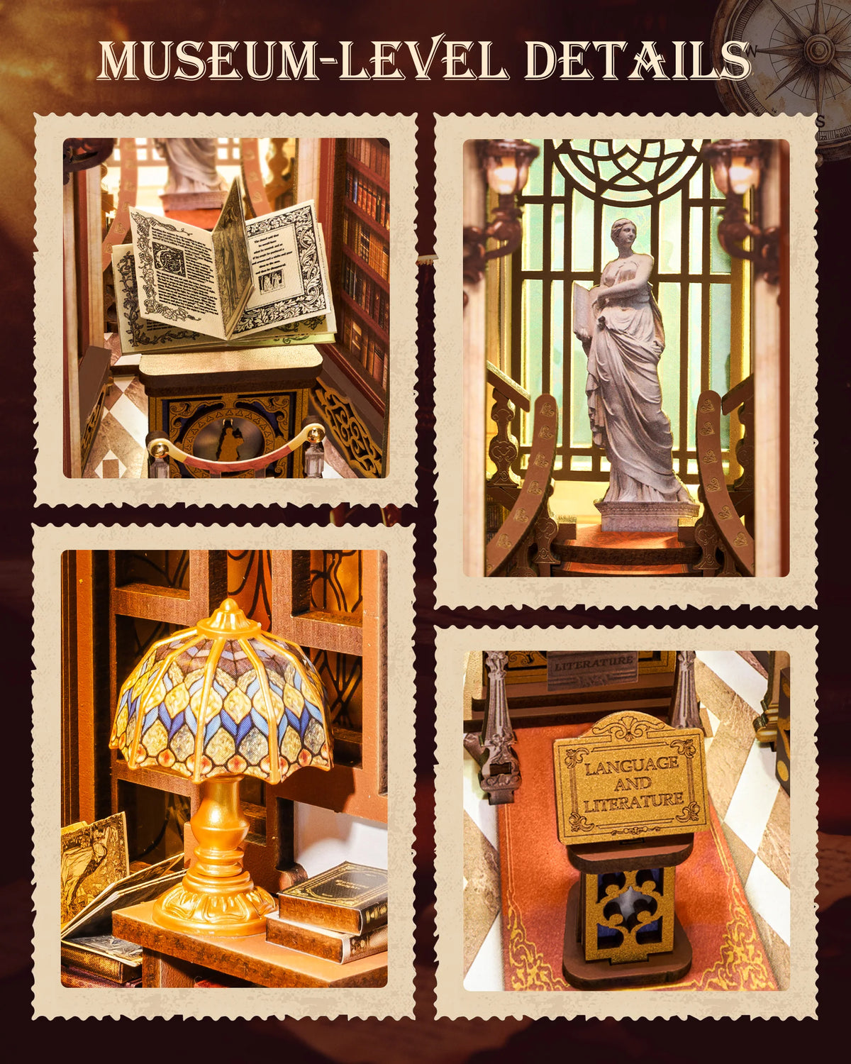 Rolife Library Of Wonders Book Nook 3D Wooden Puzzle Kit