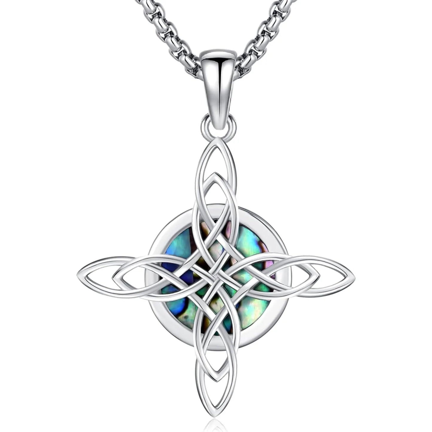 DRINSPER Celtic Knot Cross Necklace 925 Sterling Silver Pendant