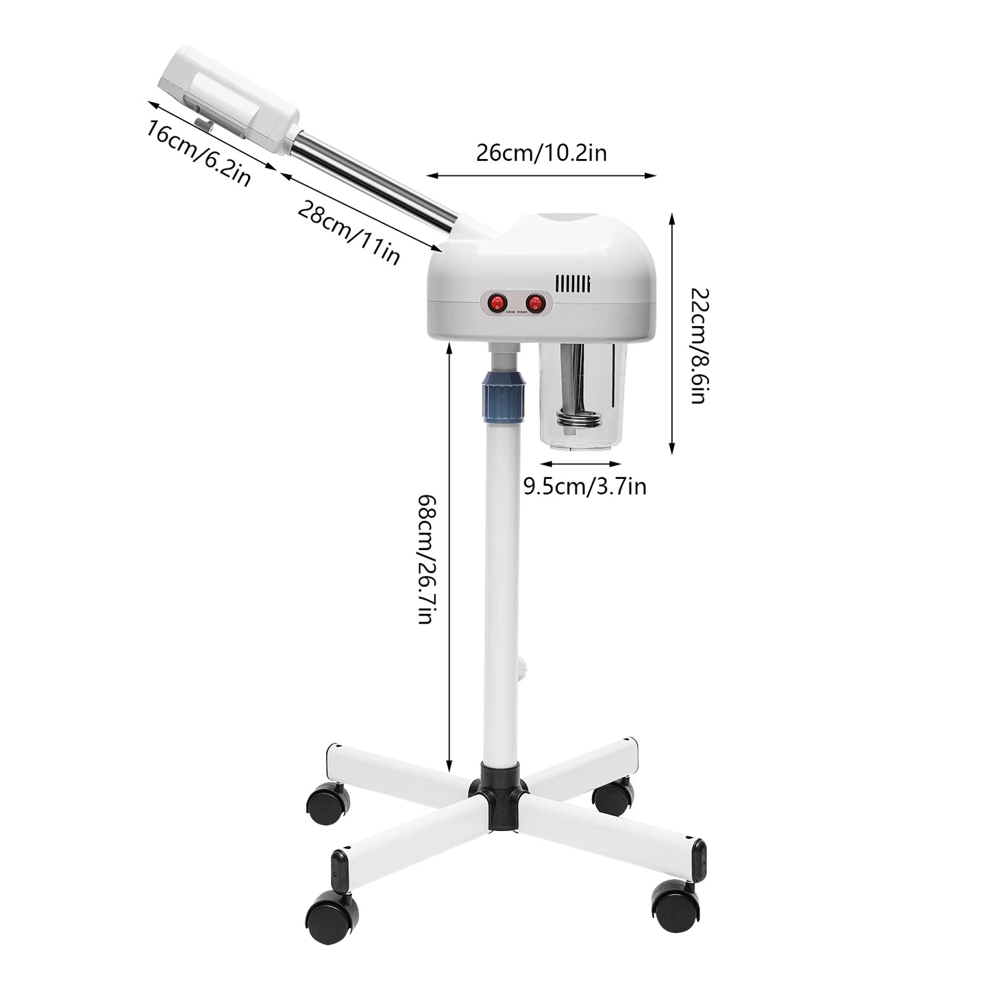 Bymaocar 750ml Ozone Facial Steamer With Adjustable Height Rotatable