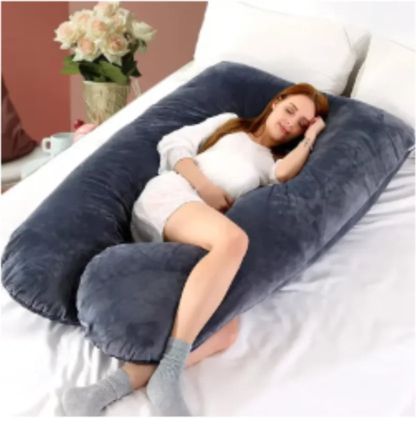 U-Shaped Full Body Pillow With Removable Cover For Side Sleepers