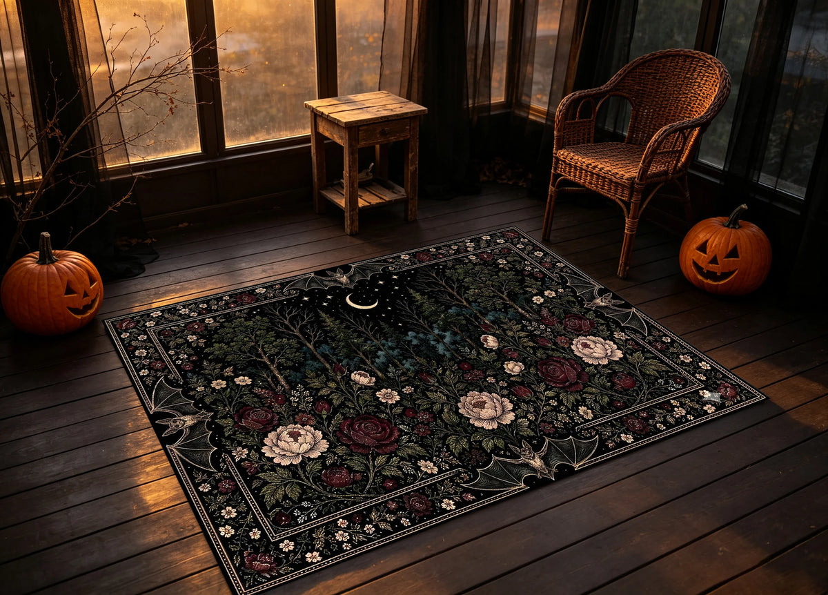 Dark Gothic Style Velvet Rug For Living Room Home Decor