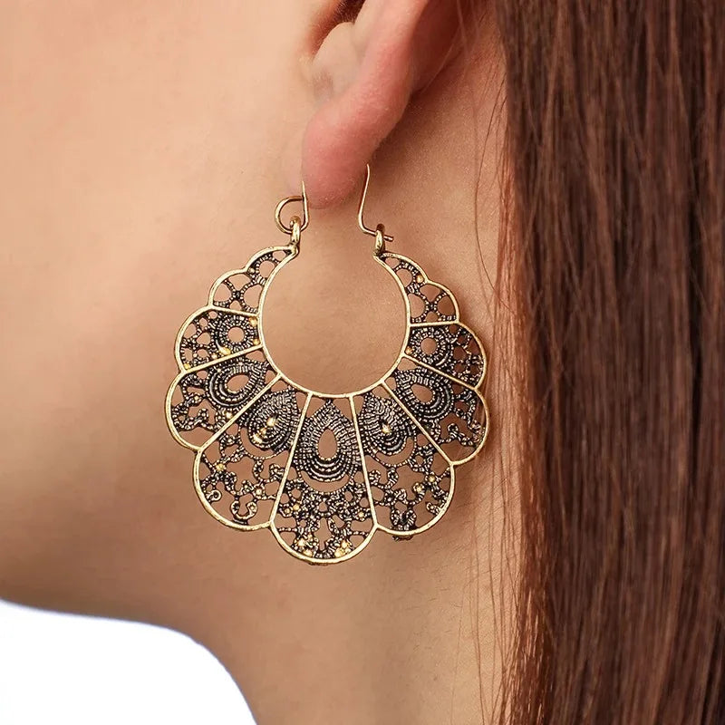 Bohemian Ethnic Hoop Earrings Handmade Vintage Tribal Jewelry For Women