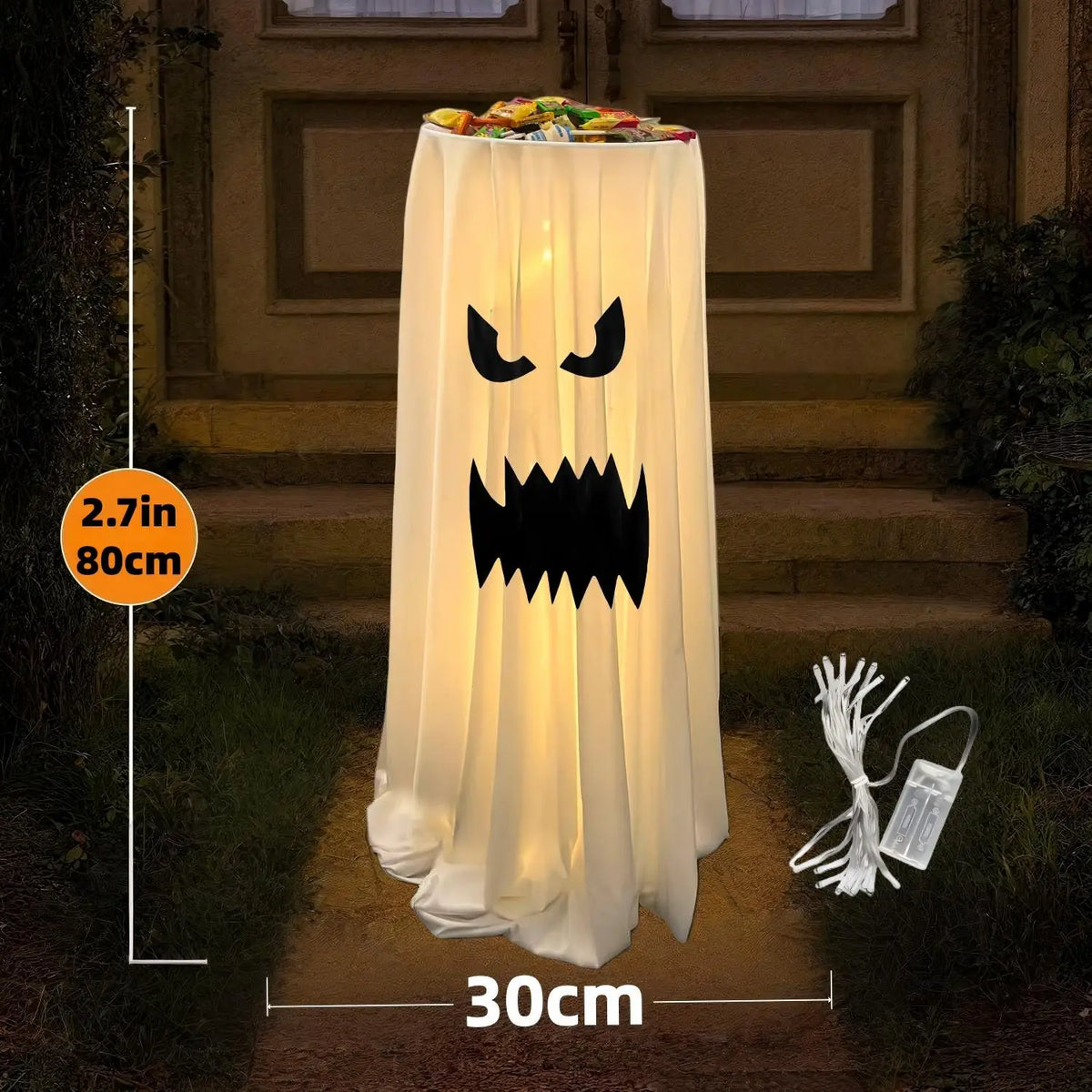 Halloween Ghost Candy Holder Standing Treat Bowl Outdoor Decoration