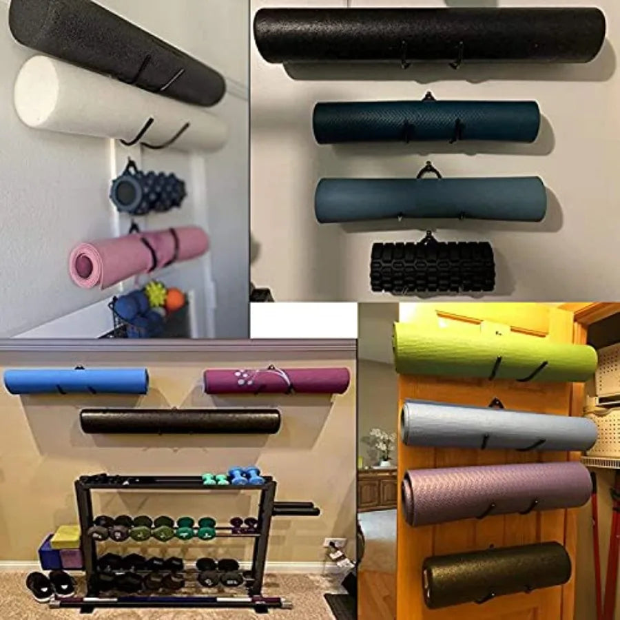 Professional Wall Mount Yoga Mat Foam Roller Storage Rack