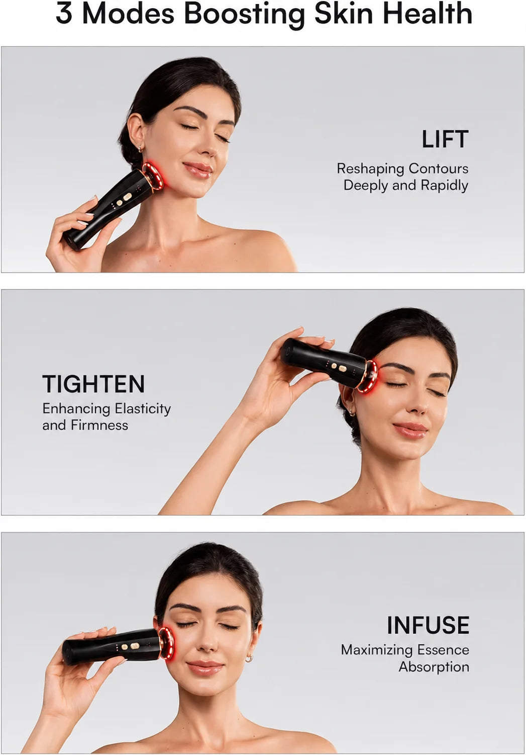 Three In One Red Light Facial And Neck Beauty Device