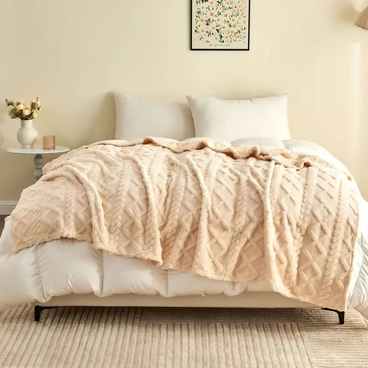 AEHOME Lamb Fleece Blanket Plush Soft Cozy Warm Throw