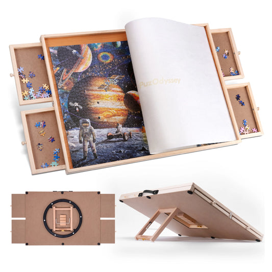 PuzOdyssey 2000 Piece Rotating Tilting Jigsaw Puzzle Board With Drawers And Mat