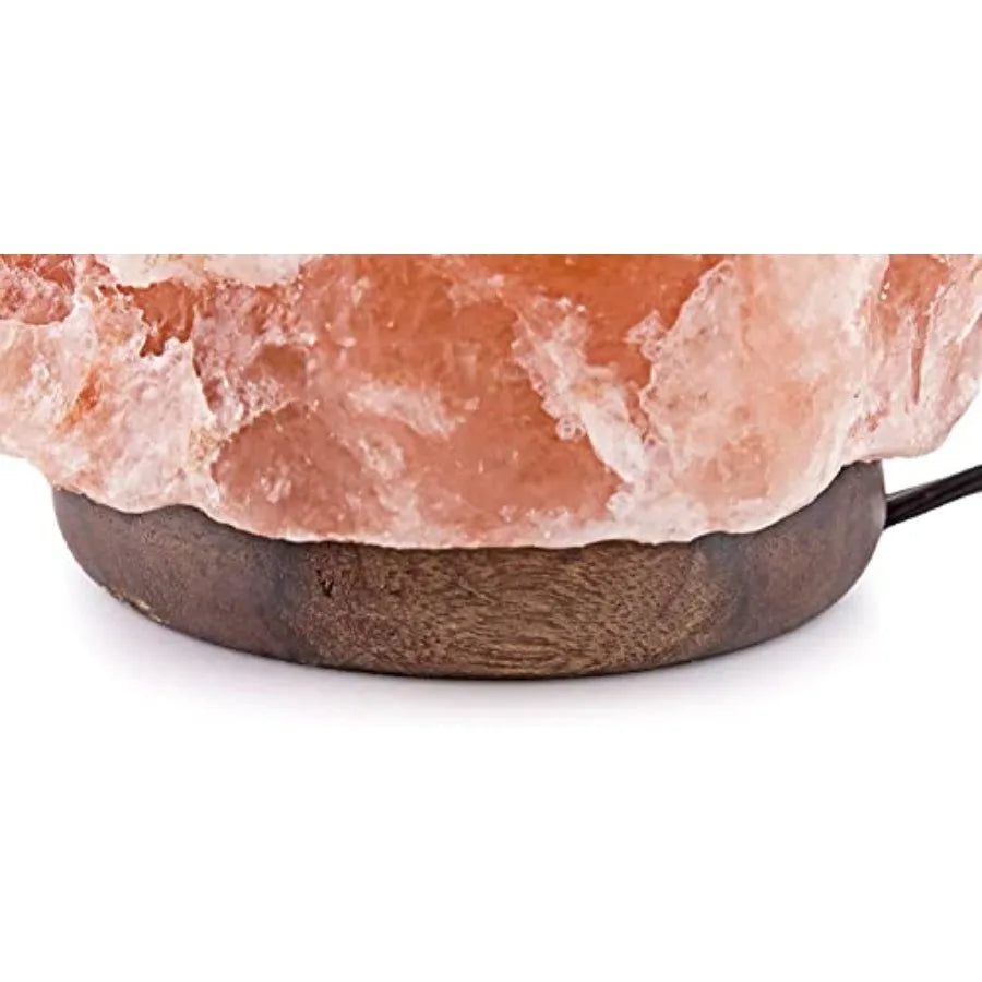 Dimmable Himalayan Salt Lamp With Wooden Base Natural Crystal Glow
