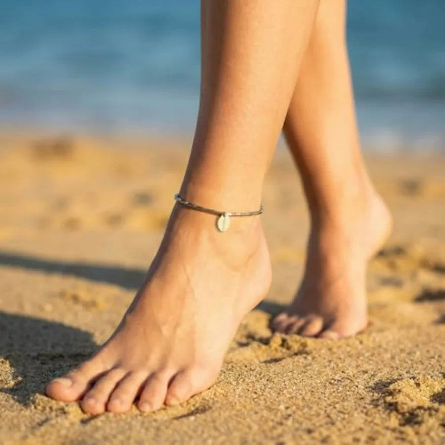 Womens Amethyst Anklet Handmade Elastic Beach Chakra Jewelry