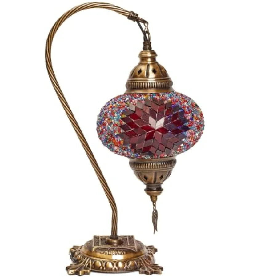Handmade Turkish Mosaic Table Lamp With Antique Bronze Base