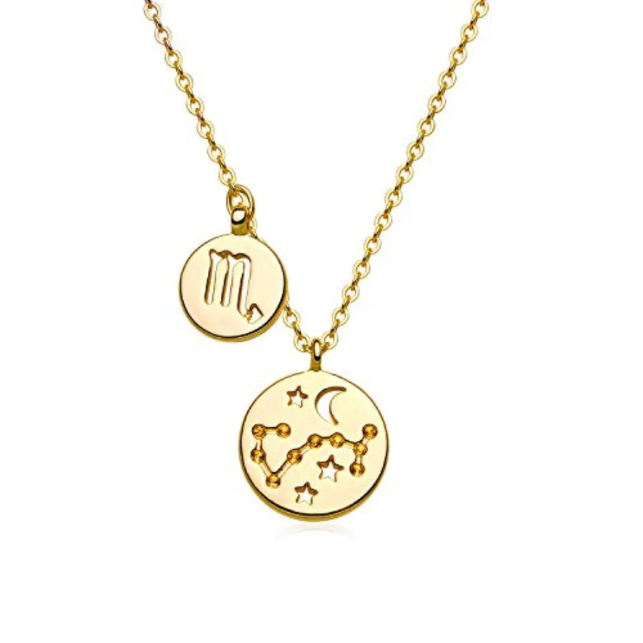18K Gold Plated Astrology Zodiac Necklace With Constellation Pendant