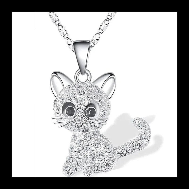 Cat Collarbone Chain Necklace With Zircon For Women