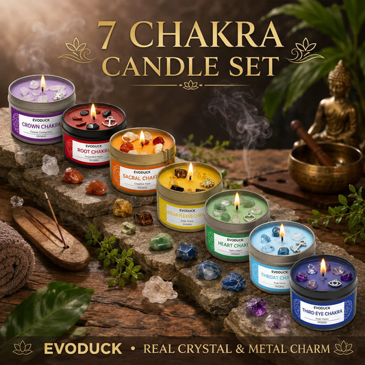 Evoduck 7 Chakra Soy Wax Candle Gift Set For Meditation