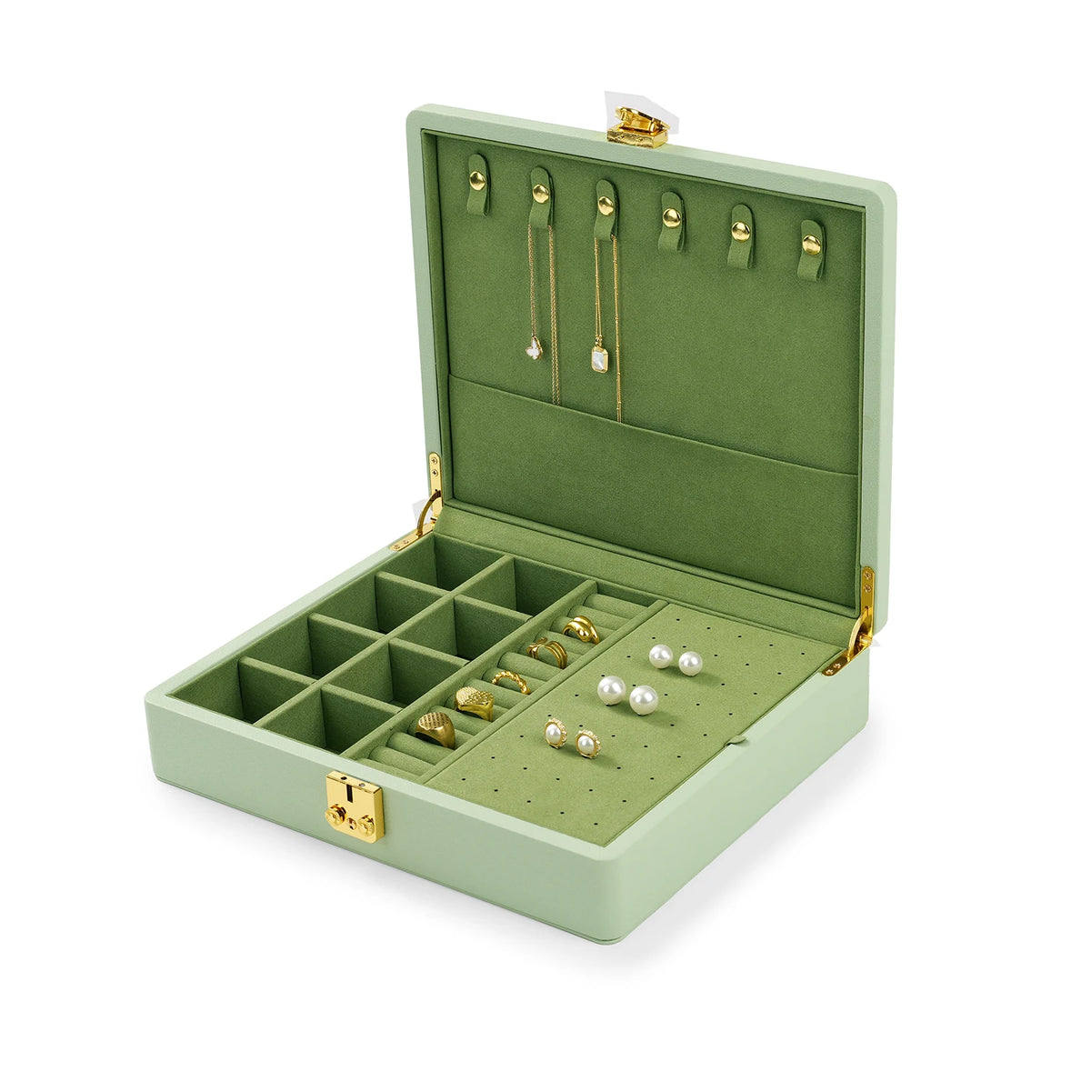 Oirlv Velvet Jewelry Box With Secure Lock And Dividers