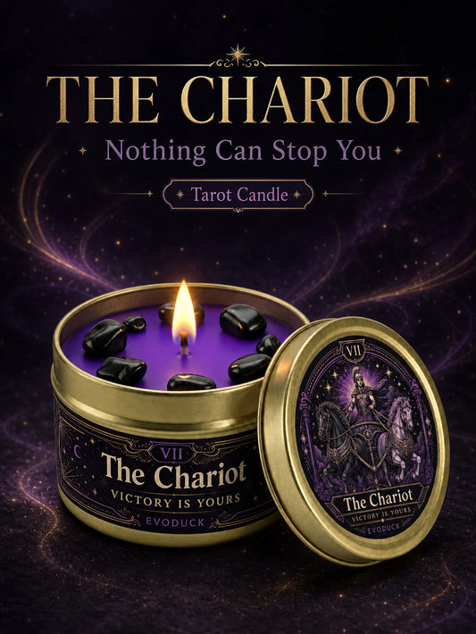 Evoduck Chariot Tarot Scented Candle With Natural Crystal Stones