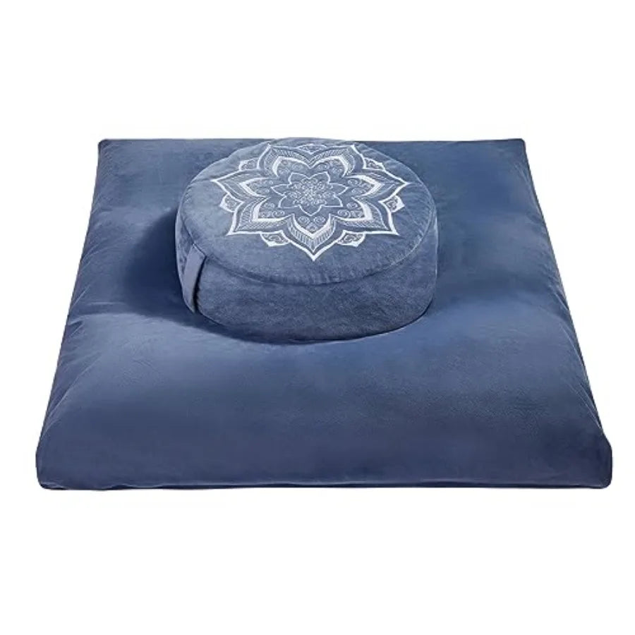 Meditation Cushion Set Zafu Zabuton Buckwheat Hull Memory Foam