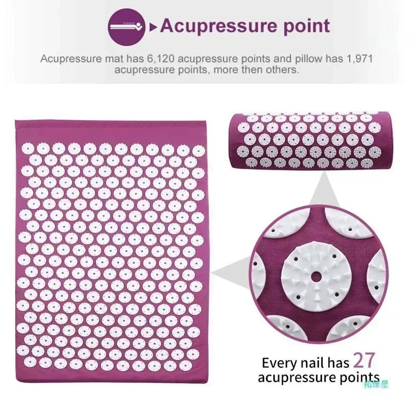 Back Massage Yoga Mat With Acupressure Pad And Pillow