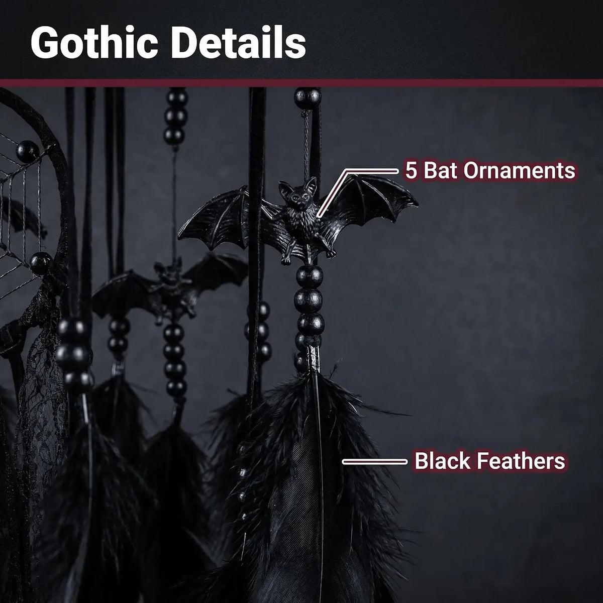 Gothic Bat Dreamcatcher Wall Hanging For Halloween Home Decor
