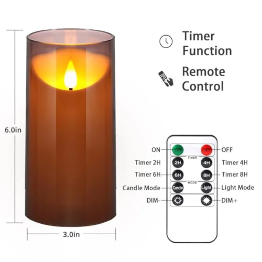 Flameless Candles With Remote Timer 3D Wick Battery LED Pillar
