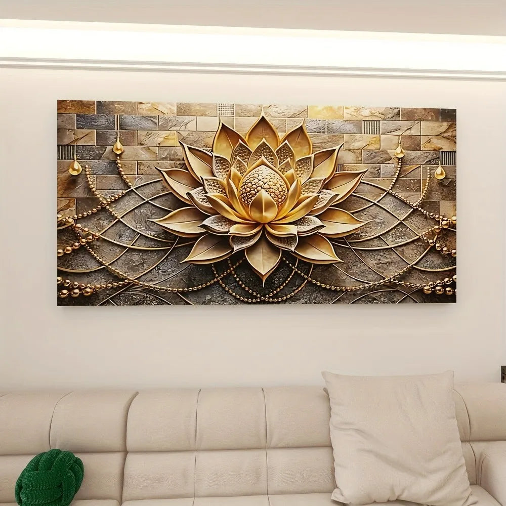 Modern Abstract Black Gold Floral Canvas Art For Interior Decor