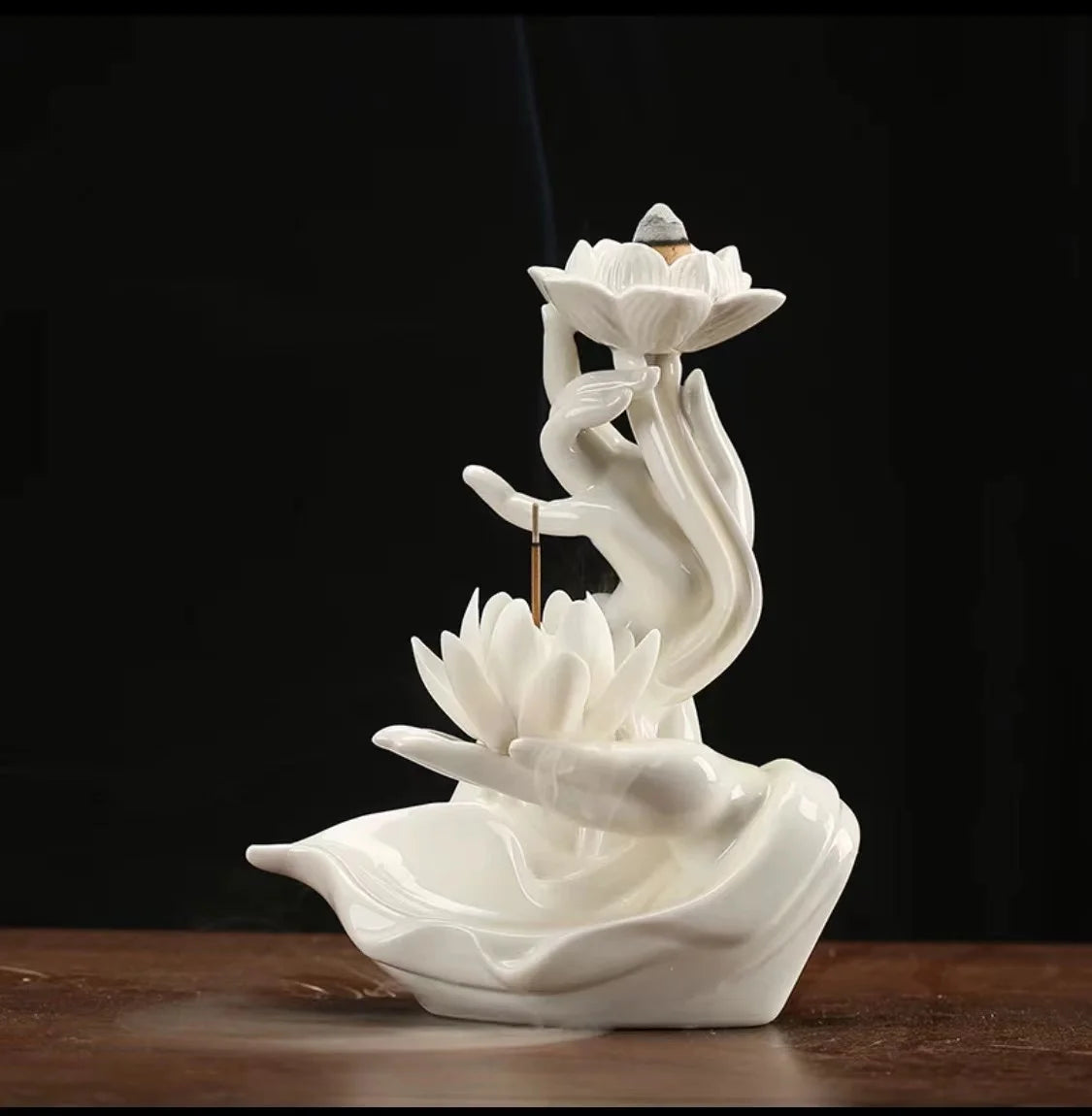 Buddha's Hand Lotus LED Reflux Incense Burner Stand USB