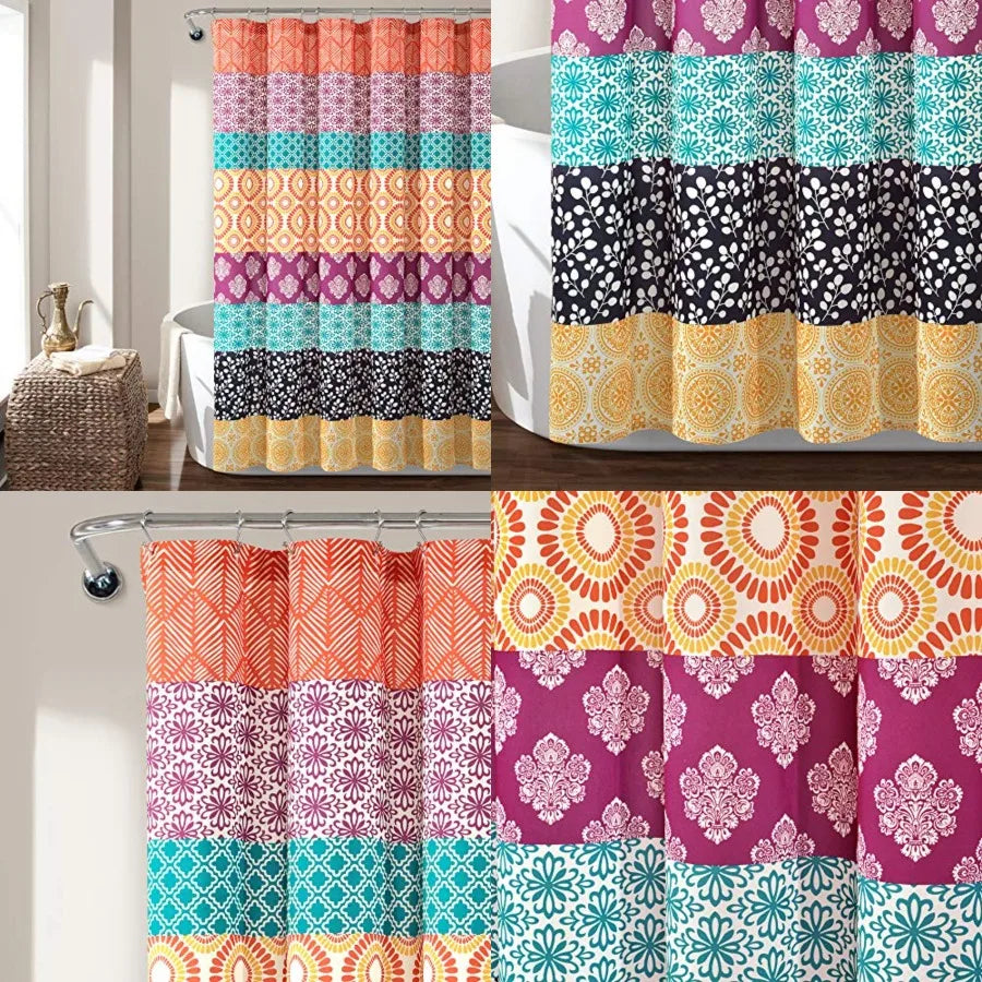 Bohemian Stripe Polyester Shower Curtain Boho Kitchen Bath Decor