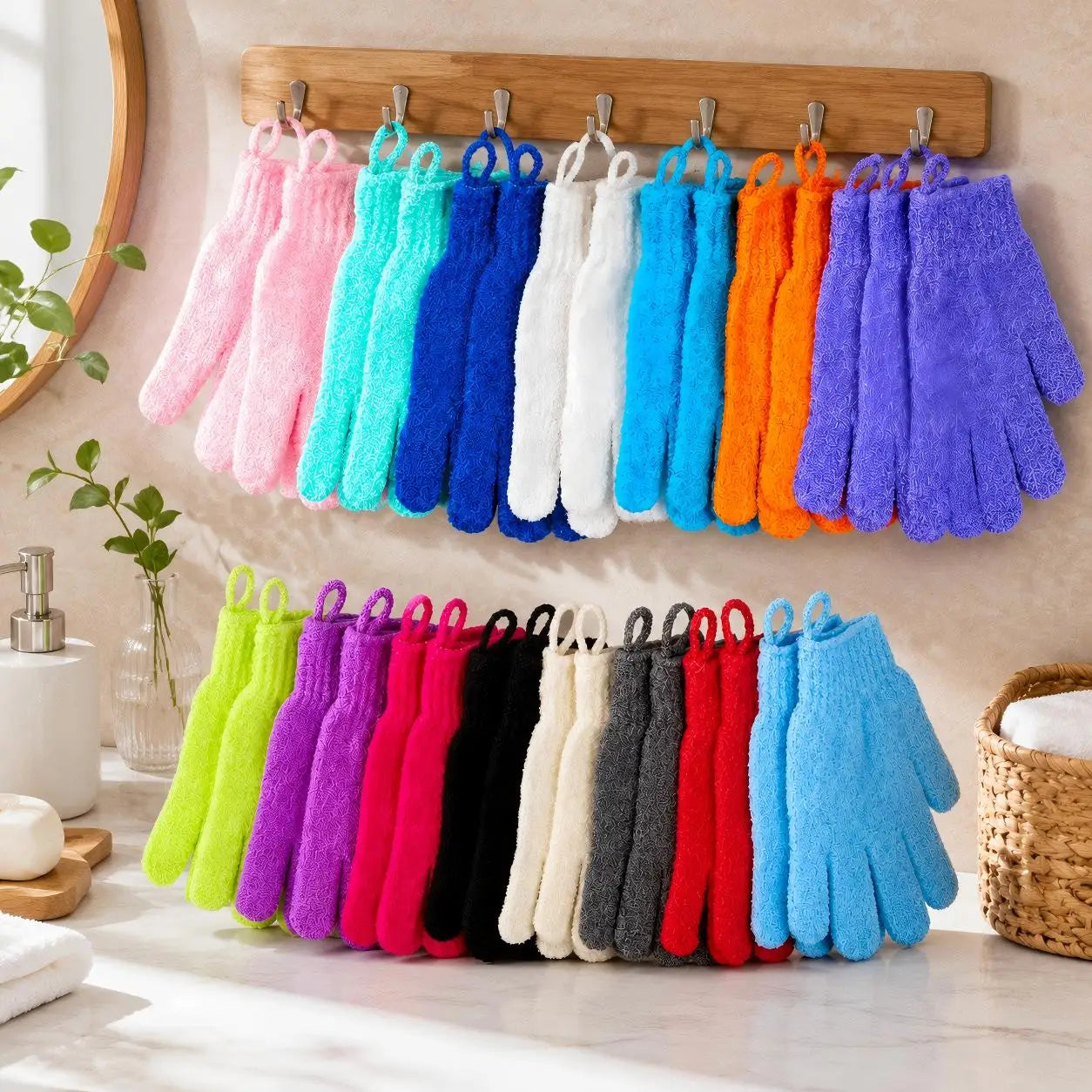 Exfoliating Gloves Set for Shower Body Scrub Reusable Mitts