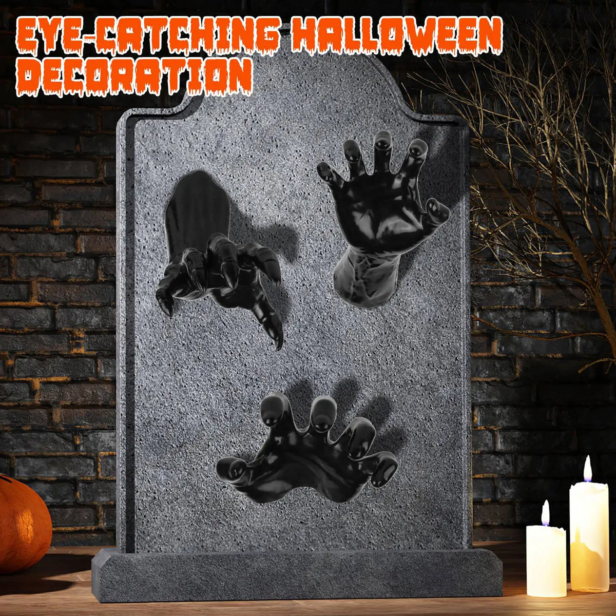 Set Of Three Eerie Reaching Hands Wall Mounted Halloween Decoration