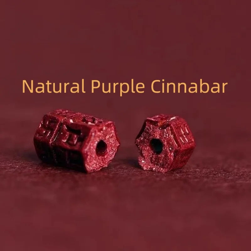 Handmade Natural Cinnabar Beads Bracelet Adjustable Rope Chain