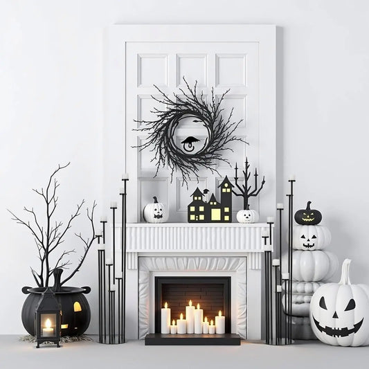 Elegant Metal Floor Candle Holders Nine Arm Taper Centerpiece Stand