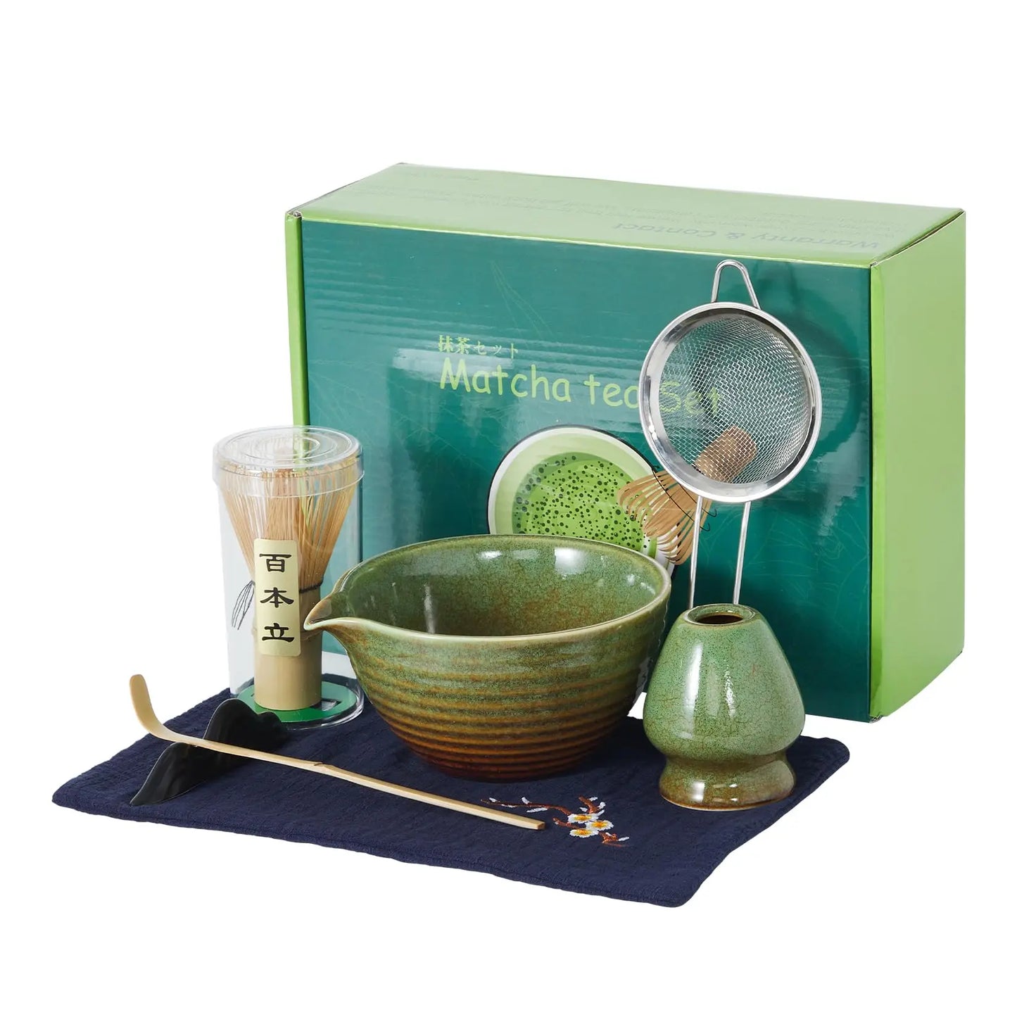 HiMISS 7 Piece Matcha Whisk Set With Ceramic Bowl Accessories