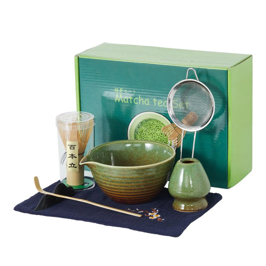 HiMISS 7 Piece Matcha Whisk Set With Ceramic Bowl Accessories