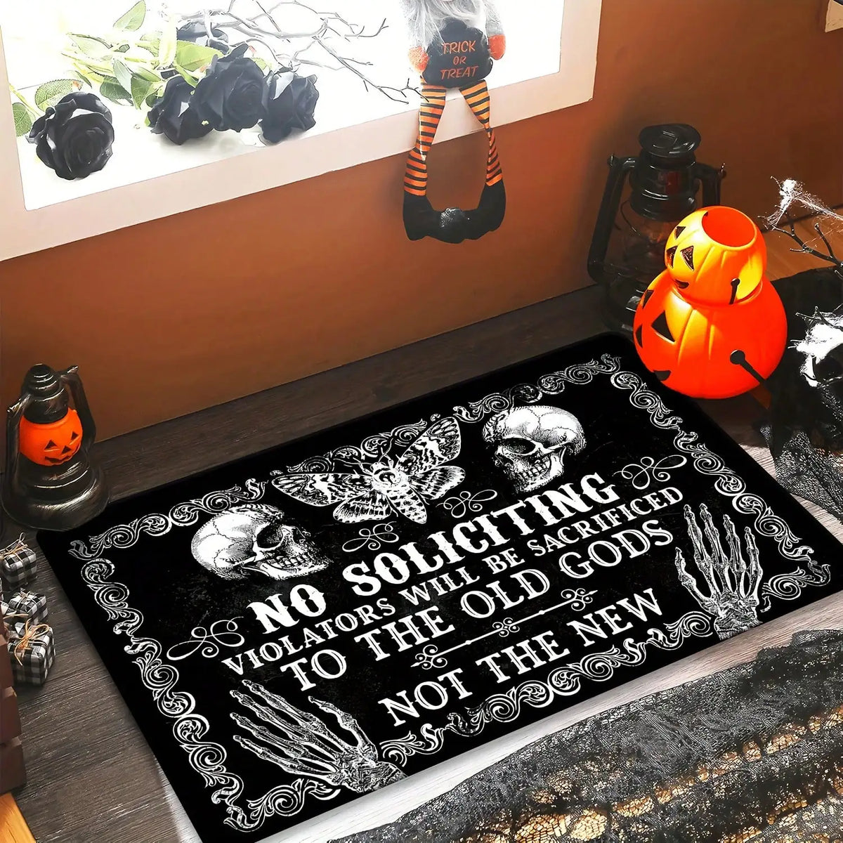 Ultra Soft Flannel Non Slip Halloween No Soliciting Door Mat