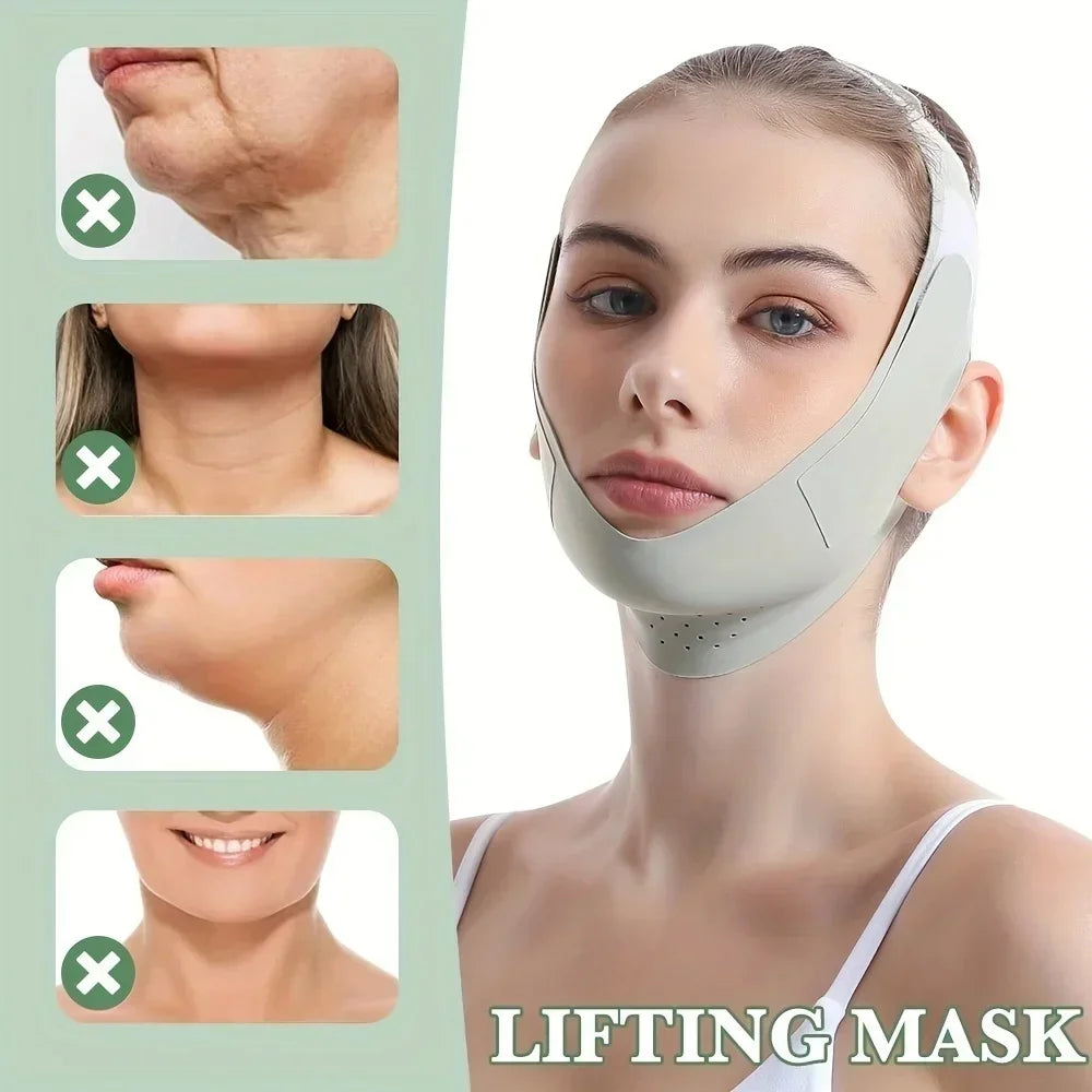 V Shape Facial Lift Band Breathable Reusable Double Chin Reducer Daily Skin Care