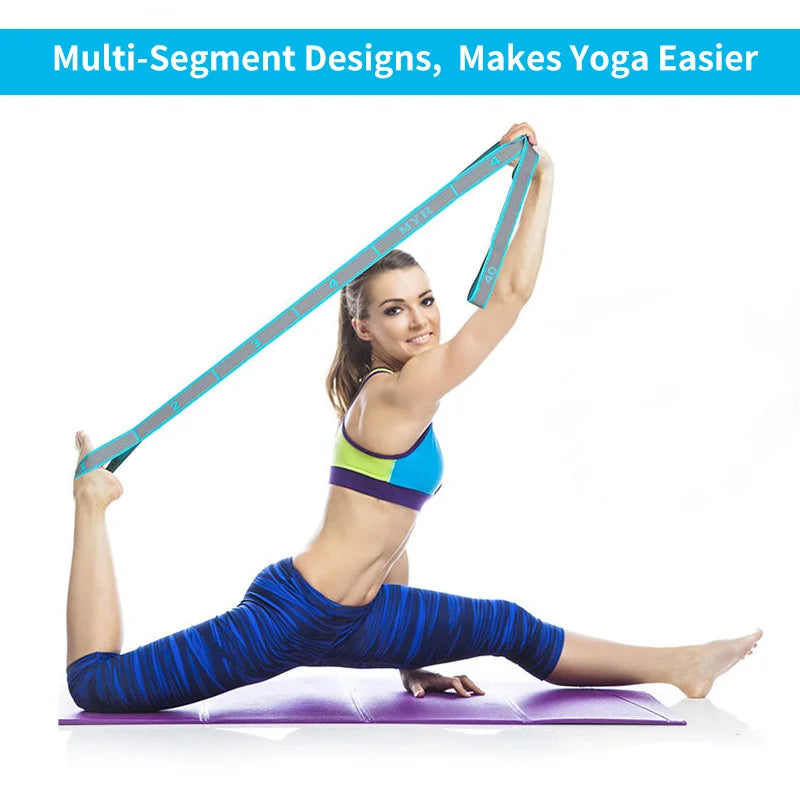 Elastic Yoga Stretching Strap With Loops For Flexibility And Dance