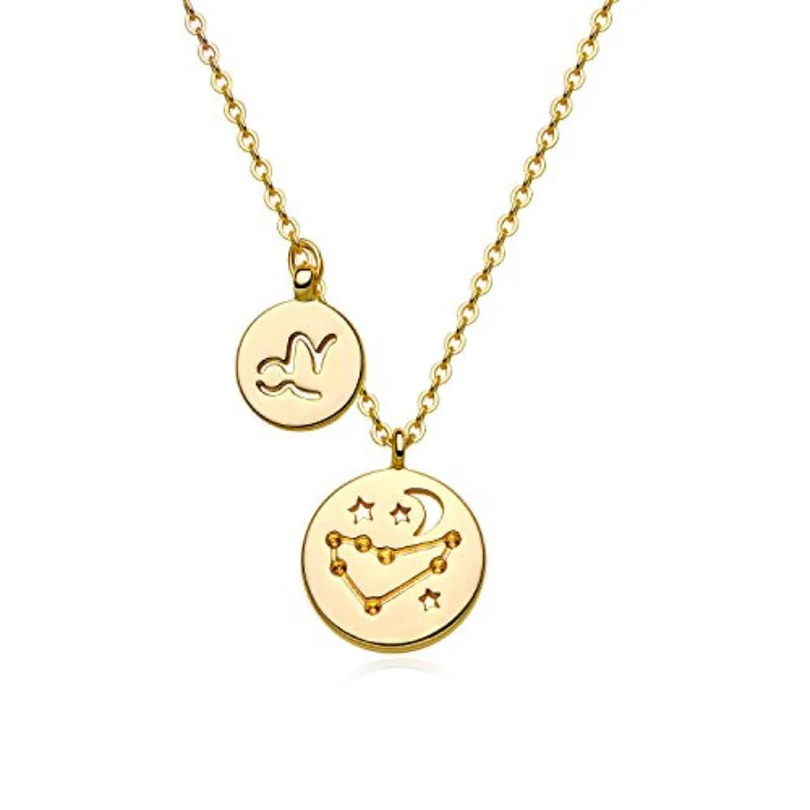 18K Gold Plated Astrology Zodiac Necklace With Constellation Pendant