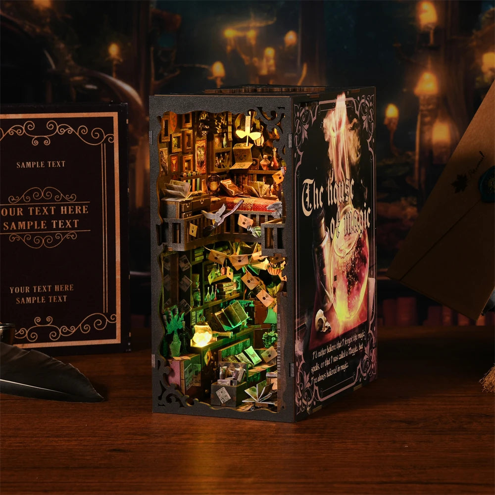 AslowSnail Diy Wooden Magic House Book Nook Kit For Shelves