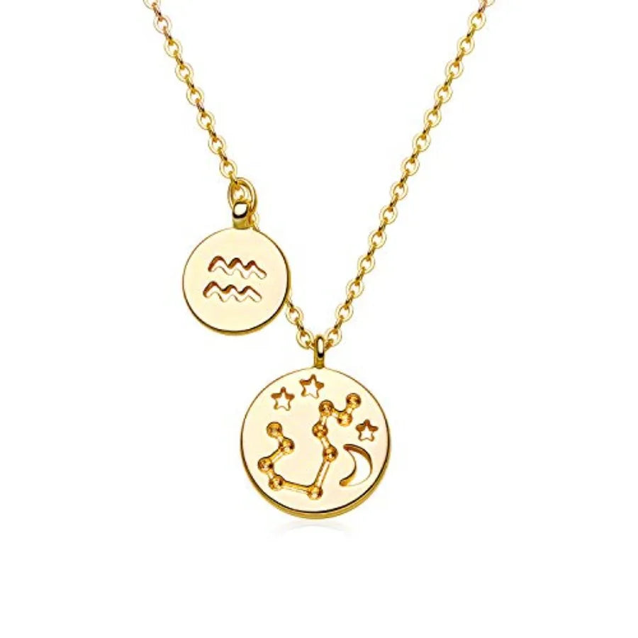 18K Gold Plated Astrology Zodiac Necklace With Constellation Pendant