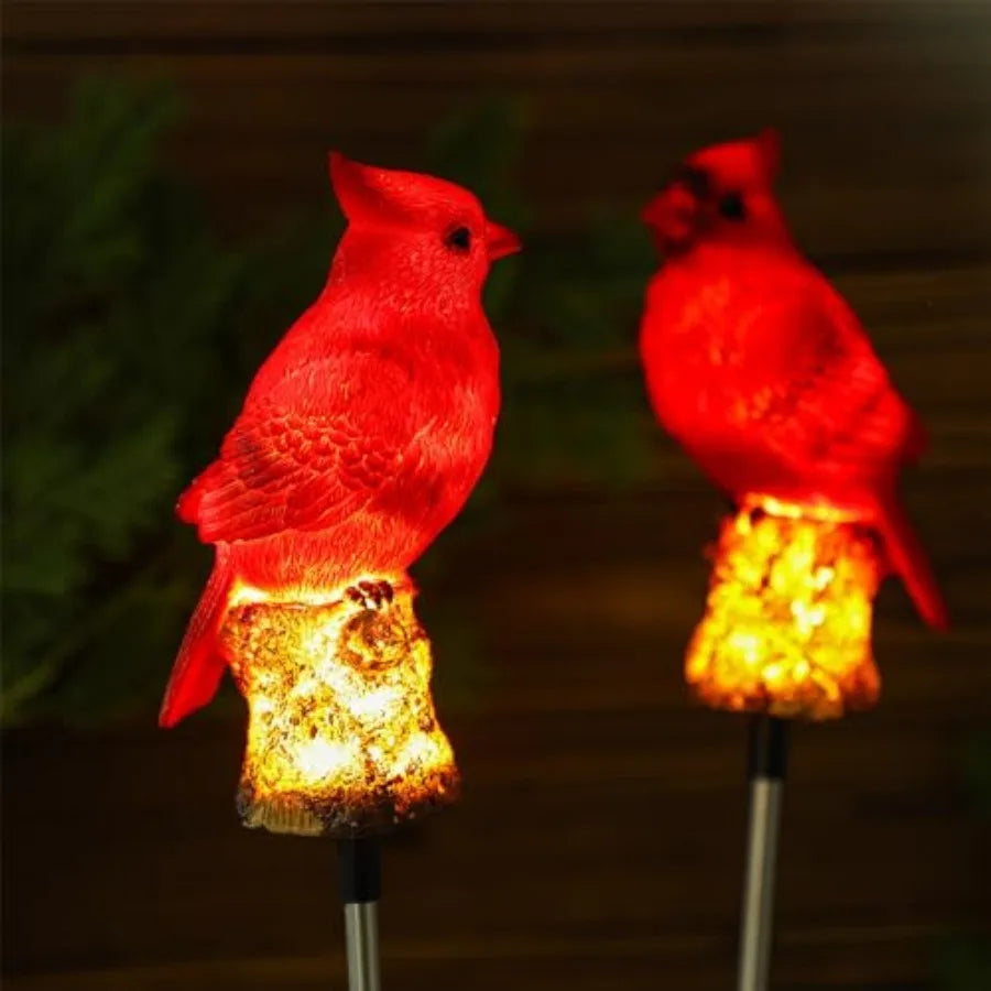 Solar Powered Cardinal Garden Stake Light Outdoor Pathway Decor