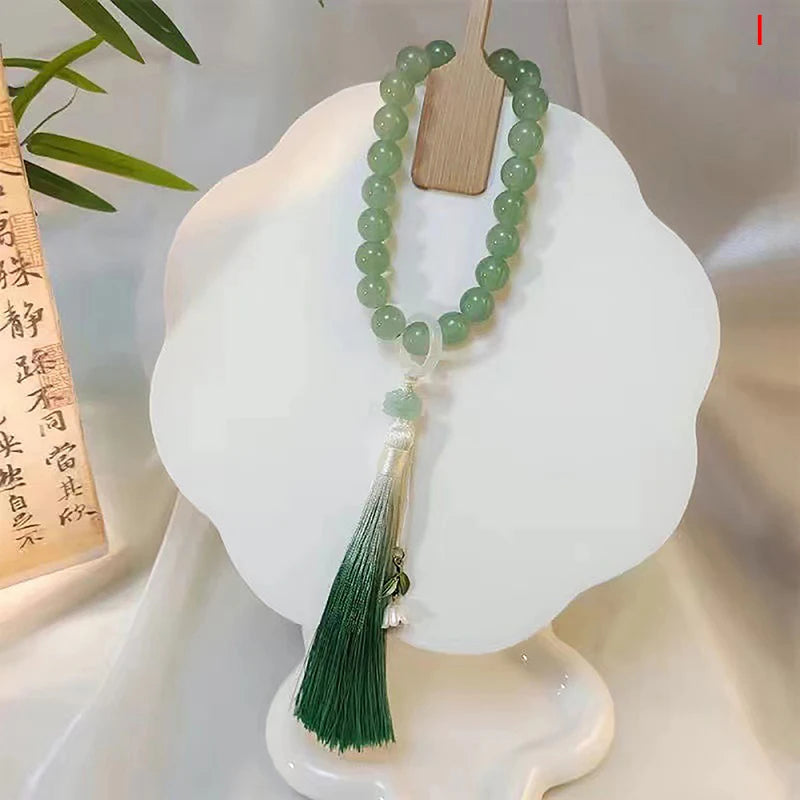 Tibetan Buddhist Jade Stone Mala Bracelet And Necklace Set