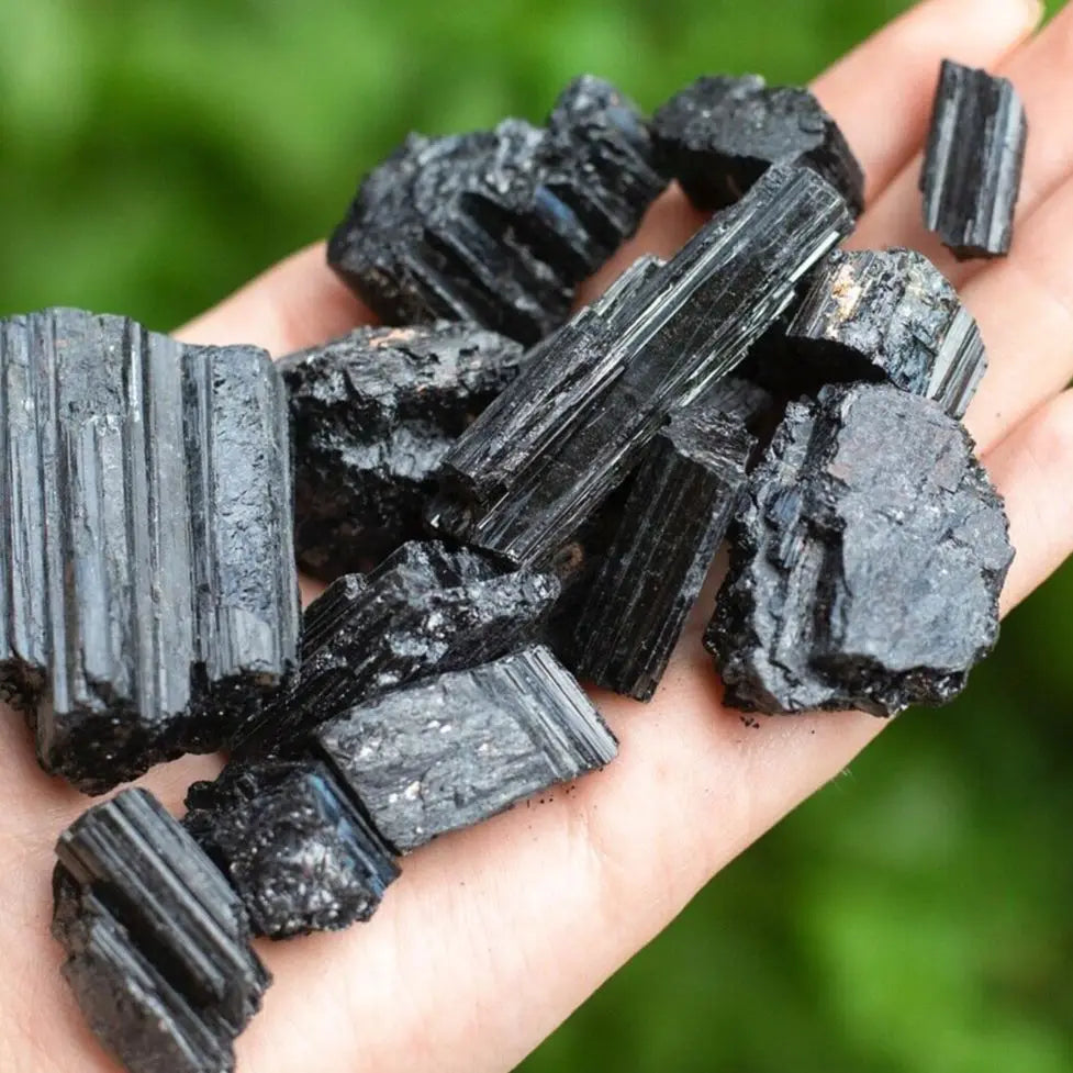 Natural Black Tourmaline Rough Crystal Column Mainland China Origin