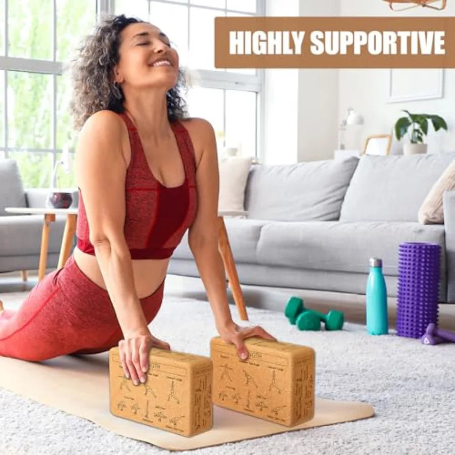 Cork Yoga Blocks 2 Pack for Poses Beginner to Expert
