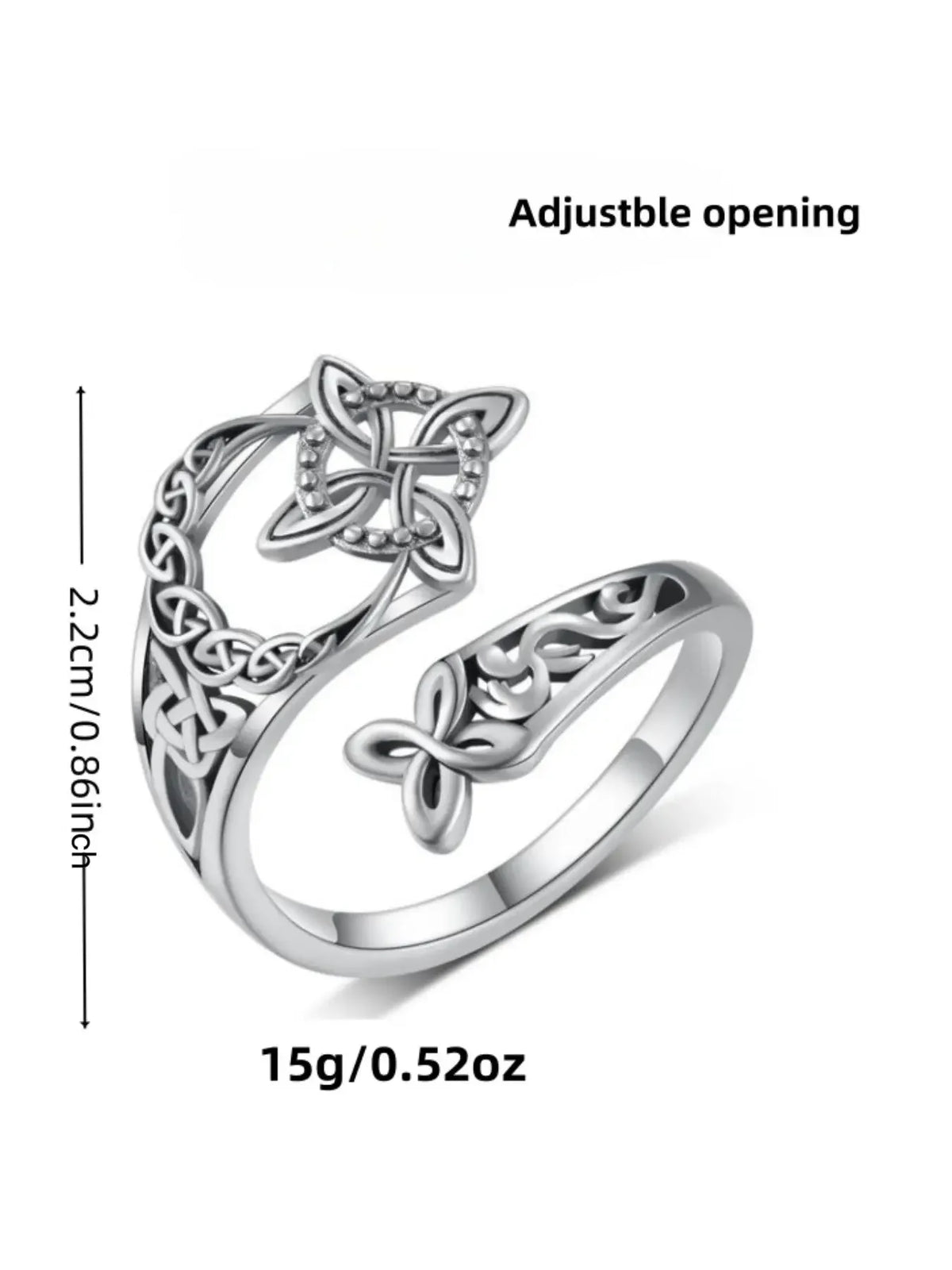 Adjustable Hecate Witch Knot Ring Platinum Plated Copper Spiritual Jewelry