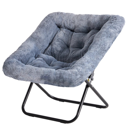 JHK Cozy Faux Fur Saucer Chairs With Padded Seat Metal Frame